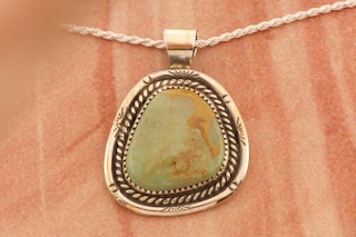Genuine Manassa Turquoise Sterling Silver Native American Pendant